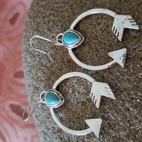 Arrow Earrings Turquoise Tribal Western Boho - Picture 5 of 9
